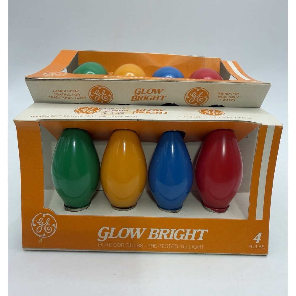 Vintage GE Glow Bright Christmas C9 Holiday REPLACEMENT Light Bulbs NOS 16 Bulbs